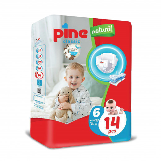 Pine Classic Diapers, Size 6, 14 Diapers +15 Kg