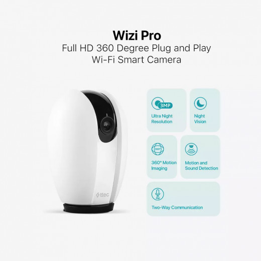 ttec Wizi Pro, Full HD 360 Degree Plug & Play Wi-Fi Smart Security Camera