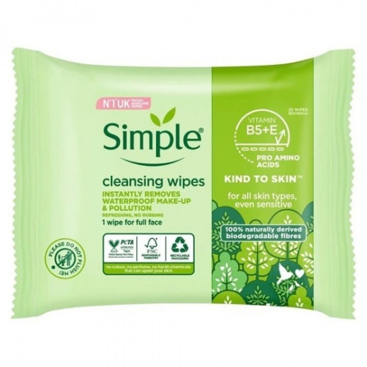 Simple Cleansing Facial Wipes 25 Count